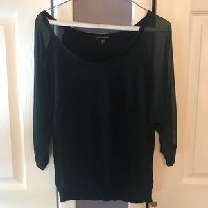 Black Express Top with Black Sheer Sleeves
